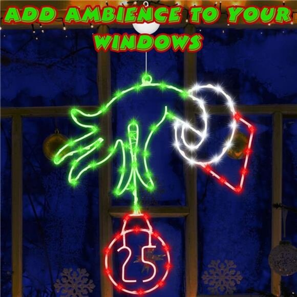 44cba45cdfa48ebab64843a017bdaa  14.47 X 13 Inch Christmas Window Silhouette Lights Decorations LED Christmas Elf